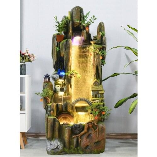 TT High Mountain Water Rockery Fountain Home Living Room Interior Office Humidifier Decoration Fish Tank Fengshui Wheel Lucky