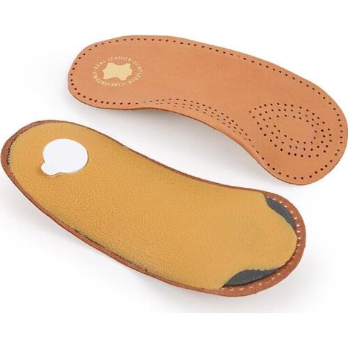 USHINE unisex foot care 3/4 length insole leather flat feet orthopedic insoles arch vault half insole orthopedic insoles