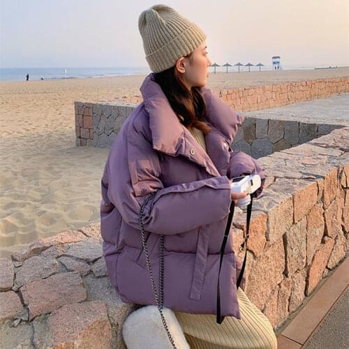 Thicken Short parka Women Coat Winter 2021 Korean Down cotton Loose Long-sleeved jacket Solid Casual Student Outwear Basic Coats