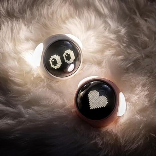 Expression Pixel Voice Control Kids Mini Alarm Clock Electronic LCD Digital Bedside Sleep Clock USB Charging Table Night Light