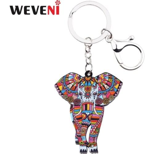 WEVENI Acrylic Jungle Elephant Jewelry Key Chains Holder For Women Girl Bag Pendant Car Key Pendant Purse Charms Hot Pendant