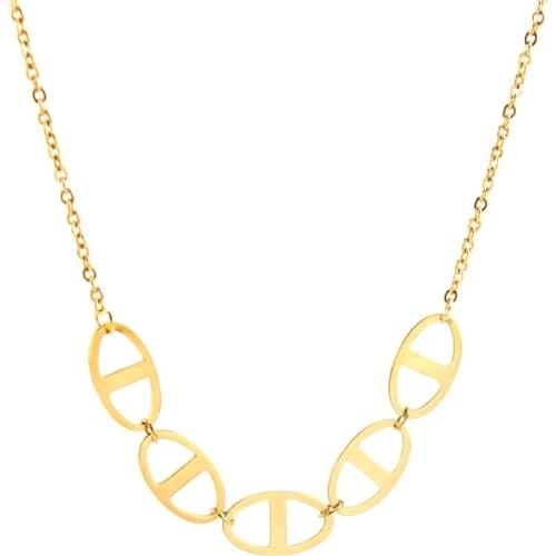 Women fashion Pig nose Snout Necklace Stainless Steel Rolo cable chain CHOKER collare de moda Boho Collier gift