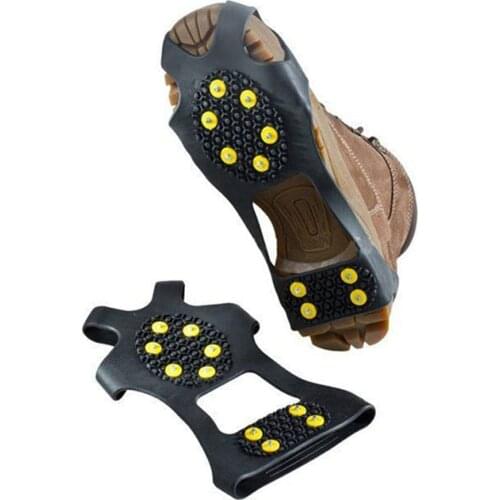 Ice Snow Shoe Rubber Spikes Anti Slip 10-stud Crampons Stretch Footwear Ice Gripper Winter Shoes Boots Walking Fishing Tools
