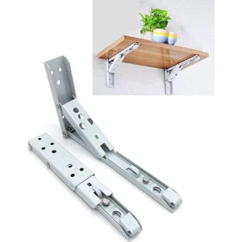 2PCS White metal Folding Angle Bracket Heavy Support Adjustable Wall Mounted wood Bench Table Shelf Furniture Hardware