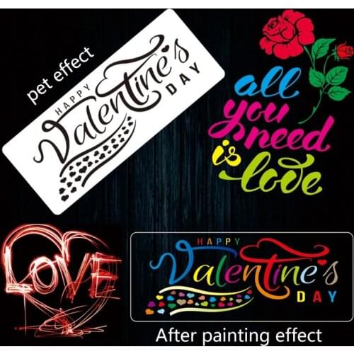 4 Pack Valentines Day Painting Drawing Stencils Templates Plastic DIY Crafts 85DD