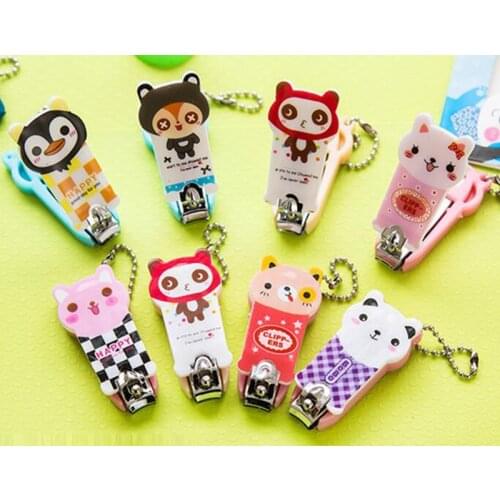 F5pcs/Lot Nail Clippers With Key Chains Lovely Cartoon Shape Pedicure Manicure Nail Clipper Creative Keychain Key Ring