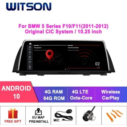 WITSON Android 10.0 10.25" CAR DVD GPS For BMW 5 Series F10 F11 2011-2012 4GB+64GB car stereo GPS CIC System Stand-up style
