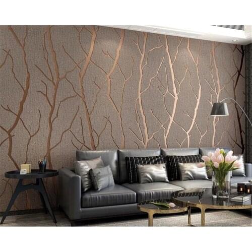 Beibehang papel de pared Modern minimalist living room TV background branch striped deerskin velvet wallpaper papier peint