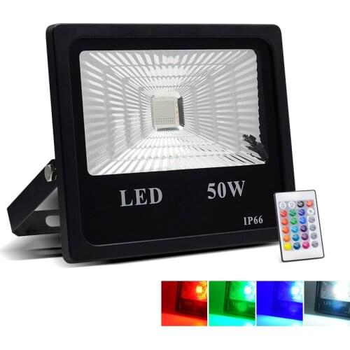 RGB LED Floodlight AC220V 10W 30W 50W 100W Outdoor Wall Lamp Reflector IP65 Waterproof Garden Landscape Lighting RGB Flood Light