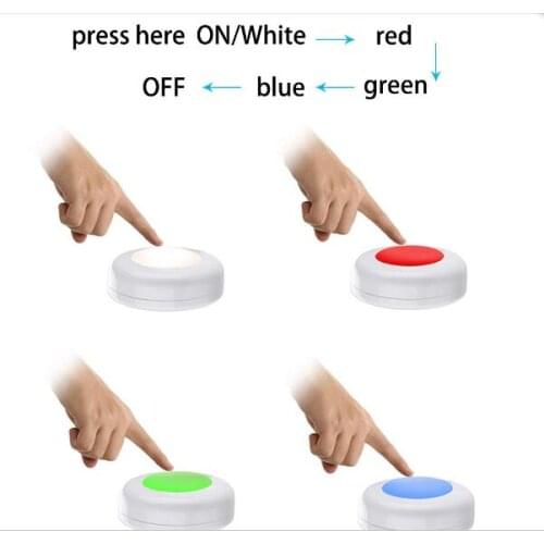 Color Festival Atmosphere RGB Night Lights Lamp Remote Battery Lights Cabinet Portable Tap the Lamp