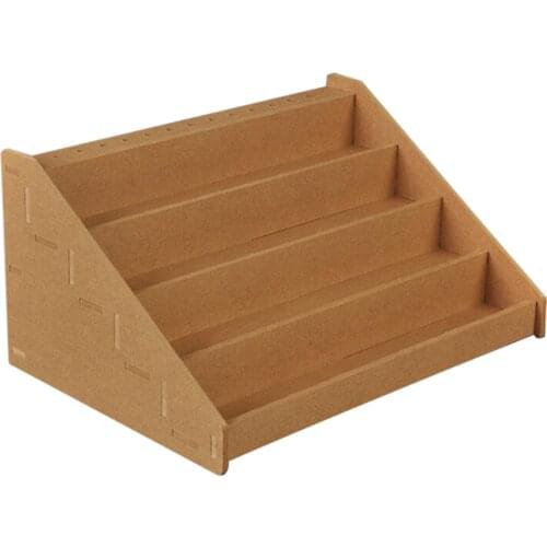 4 Steps Wooden Pigment Rack Organizer Paint Bottle Brushes Storage Holder Model Display Keeper