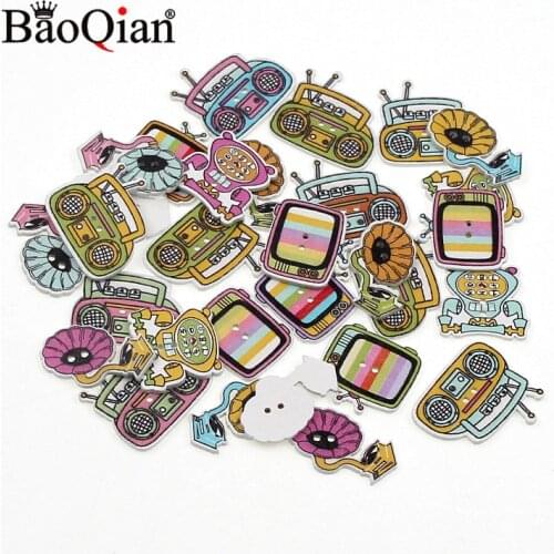 30pcs Appliances 2Hole Wooden Buttons For Scrapbooking Crafts DIY Children Clothing Sewing Accessories Button Decoratio