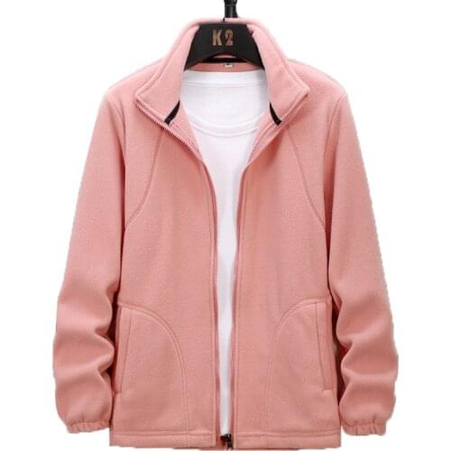 Polar Fleece Fashion Spring Autumn Womens Jacket Basic Zipper Casual Ladies Outdoor Windbreaker Outerwear Cardigan Female W536