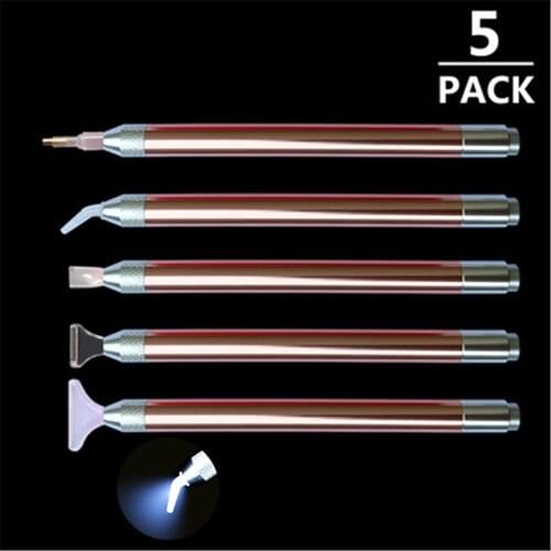 HUACAN 5PC Diamond Painting Pen Accessories Diamond Embroidery Lighting Point Drill Pen Tool