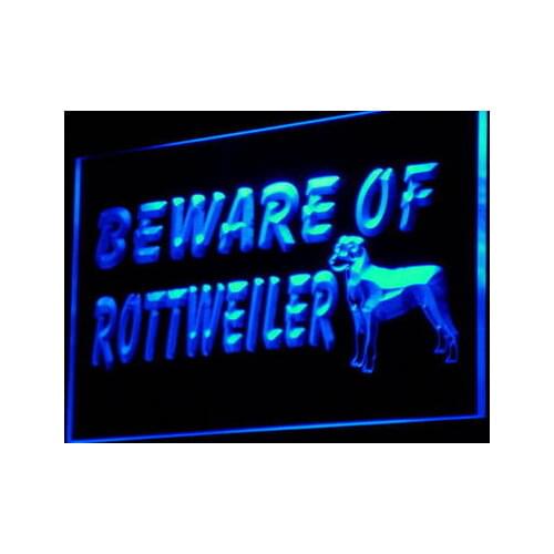 I841 Beware of Rottweiler Dog Pet Decor Neon Light Light Signs On/Off Switch 20+ Colors 5 Sizes