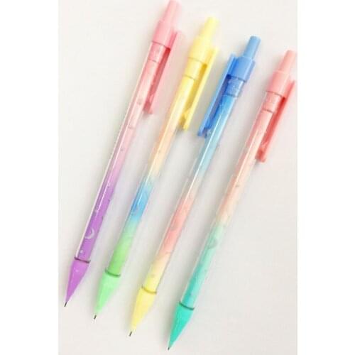 5Pcs Random Send 0.5mm Gradient Color Night Sky Plastic Mechanical Pencil Stationery Automatic Pencil Office Writing Supply Gift