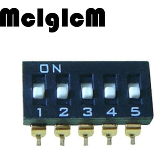 50pcs/lot Five tiles black dial the code switch Toggle switch 5 p five 2.54 MM spacing SMD