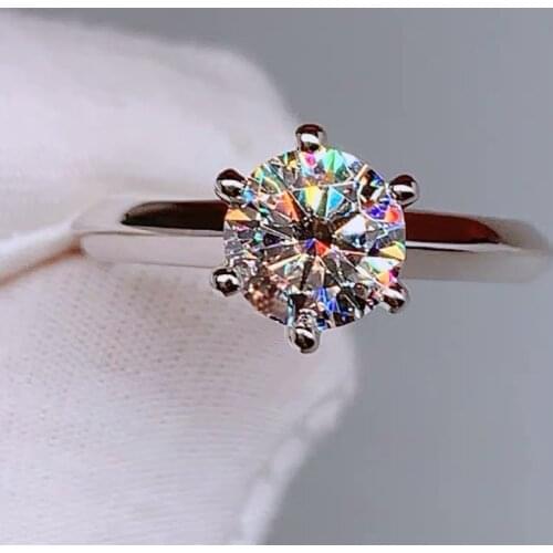 With Certificate Luxury Real 18K White Gold Pt Silver 925 Ring Natural 2.0ct Gemstone Zirconia Diamond Wedding Band Rings Women