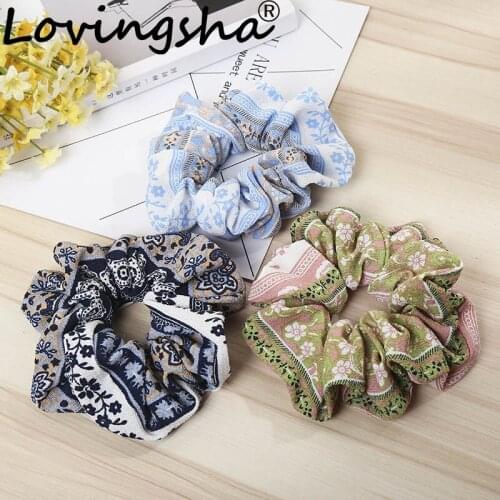 LOVINGSHA Floarl Hair Accessories Women Brand Ladies Hair Tie Lady Scrunchies Female Ponytail Hair Girl Holder Rope ATC013