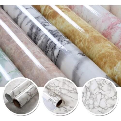 Marble Self Adhesive Vinyl Film Waterproof Wallpaper For Bathroom Kitchen Cupboard Countertops Contact Paper PVC Wall Stickers
