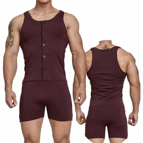Mens Underwear Cotton One-Piece Rompers Bodysuit Wrestling Singlet Sports Leotard Fitness Jumpsuits Undershirts Boxer Shorts