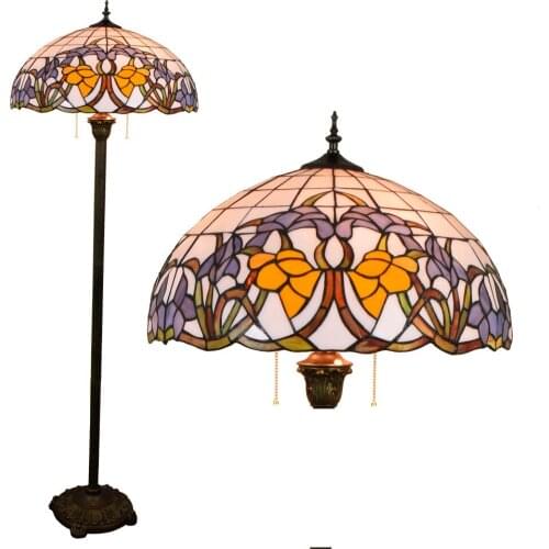 16inch Tiffany Baroque Stained Glass floor lamp E27 110-240V for Home Parlor Dining bed Room standing lamp