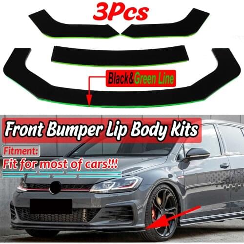 New 3pcs Universal Car Front Bumper Splitter Lip Sopiler Diffuser For VW For Golf MK5 MK6 MK7 CC For Passat For Jetta For Polo