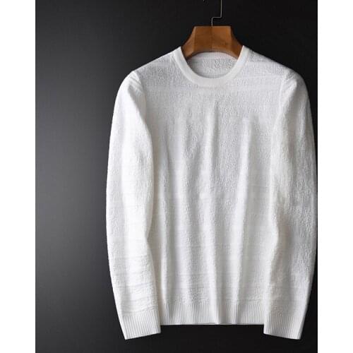 New Mens Sweater Luxury Soft 3d Jacquard Knitting Round Neck Sweater Male Autumn And Winter Slim Fit Elasticity Sweaters Man