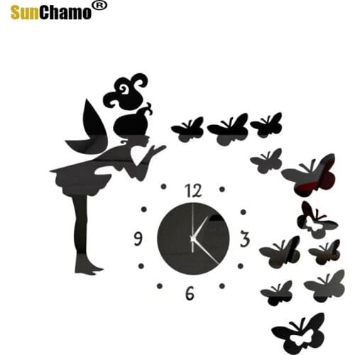 New special offer 3d real living home decoration wall stickers diy mirror acrylic quartz clock beautiful modern design