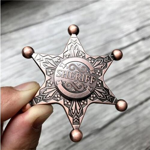 New Sheriff Top USA Police Badge Cosplay Inception Costumes Accessories Sheriff Hexagon Neptune Zinc Alloy Fidget Spinner