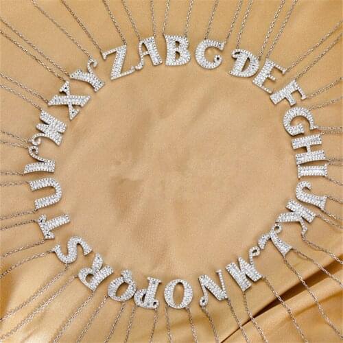 100% Silver 925 Sterling Necklace Girl Clavicle Accessories Lady Choker Luxury Crystal Letter Pendant Necklace Women Jewelry