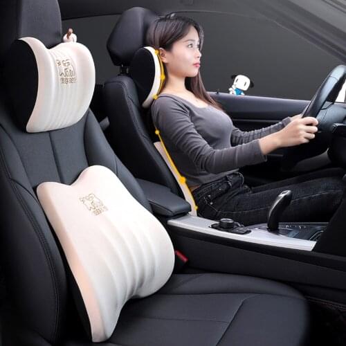 FlannelCar Headrest Pillow Auto Seat Head Support Car Lumbar Pillow Relieve Lumbar Pain At Work Slow Rebound Guard Head Support