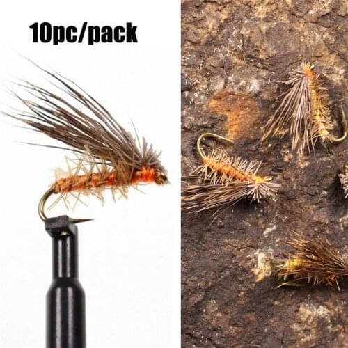 10PCS Deer Hair Dry Trout Fly Fly Fishing Lures Sea Bass Trout Fishing Fly Floating Bait New