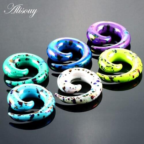 Alisouy 2pcs Hiphop Acrylic Spiral Ear Gauges Ear Tapers Stretching Plugs And Tunnels Expanders Body Piercing Jewelry (2-12mm)