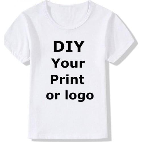DIY Customized your name Print graphic t shirts children boys girls Your own design photo kids clothes Summer tops white tshirt