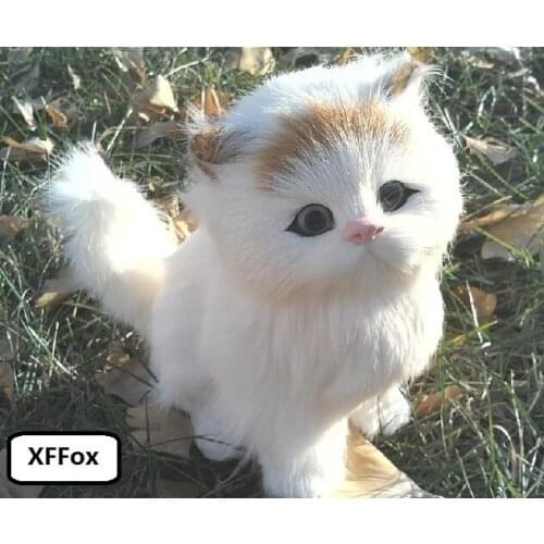 Cute real life natural yellow head cat model plastic&furs simulation squating cat doll gift about 16x12x16cm xf1287