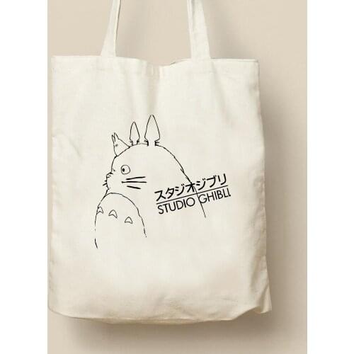 Studio Ghibli Character Anime Printed Handbag Girls Storage Bags Ladies Shopping Bag Kawaii Cat Canvas Tote Bag