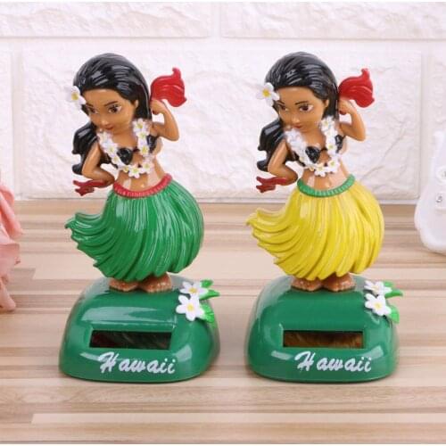 Automobiles Decoration Car Ornaments Hawaii Girl Hula Shaking Head Toy Solar Powered Auto Interior
