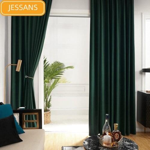 Nordic Velvet Curtains Dark Green Velvet Curtains Blaclout Curtains Solid Color Curtains for Bedroom Living Room Dining Room
