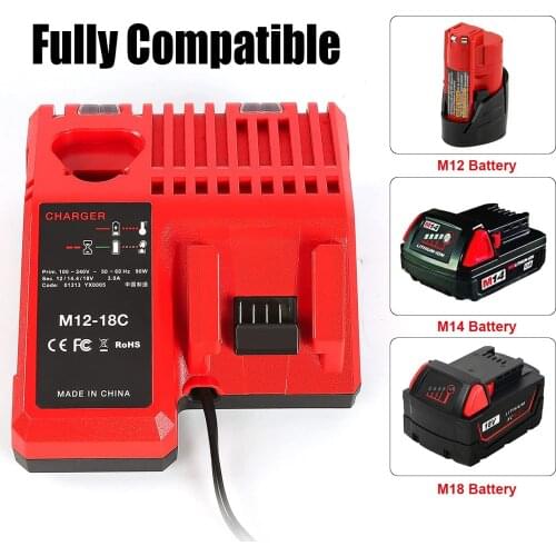 M12 & M18 Rapid Replacement Charger M12-18Fc 12V&18V Xc Lithium Ion Charger For Milwaukee Xc Battery Charger EU/UK/US/AU