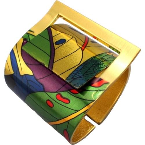 UKMOC Painting Design Opened Cuff Alloy Bangles For Women Metal Bracelets Party Jewelry Fashion Accessories