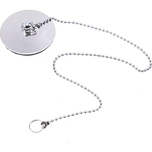 1pc Stainless Steel Bath Tub Sink Floor Drain Plug with Chain Water Stopper Tool for Kitchen Laundry Bathroom Accessories
