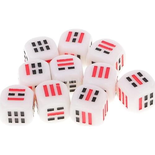 10pcs D6 Dices Set Easy Fortune-telling Divination Dice Ba Gua Eight Trigrams Dices Replacement Parts