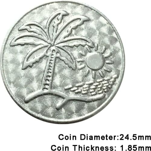 100pcs Arcade Game Coin Token Coconut Palm Stainless Steel Coins Tokens for Arcade MAME JAMMA Amusement Cabinet Vending Machines