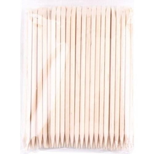 100Pcs Nail Art Orange Wood Stick Cuticle Pusher Remover Spade Shape Manicure Nails Toolc Nail Art Care Double Sided Stick