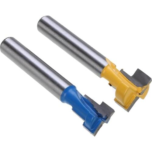 2PCS 1/4" Shank Keyhole T-Slot 1/4" Cutter Bit Woodworking Cutter Router Bit 3/8" & 1/2" Yellow For Wood Screw Holes