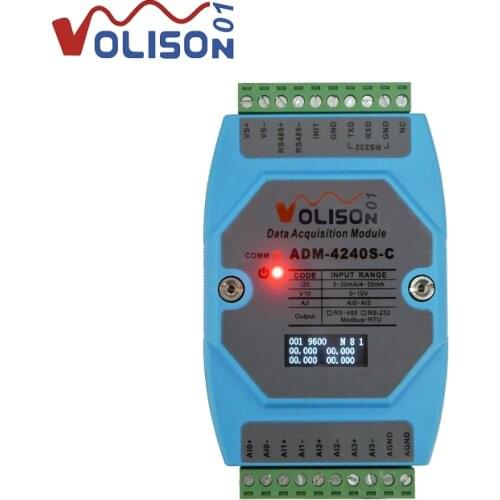 4-channel 4-20ma/0~20mA/0-10V analog input acquisition module to RS485 MODBUS-RTU