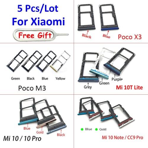 10Pcs reader sim SD card For Xiaomi Poco X3 NFC SIM Card Tray Slot Holder Adapter Socket For Mi Poco X3