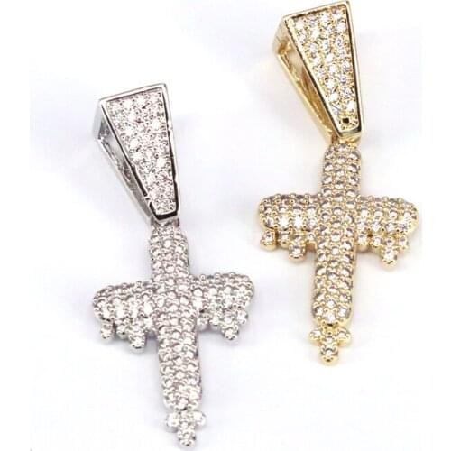 5Pcs, CZ Micro Pave Cross Shape Pendant, Gold Silver Color Cross Charms, Cross Pendant, Making Necklace Charms