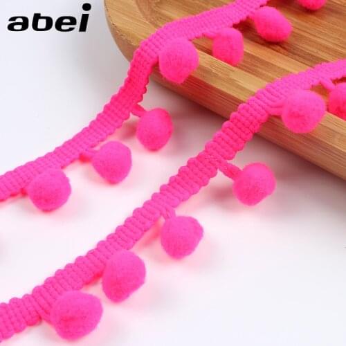 5Yards Rose Pom Lace Trim Ball Ribbon MINI Pearl Pompom Fringe Ribbon Sewing Lace Garment Fabric Handmade DIY Craft Accessories